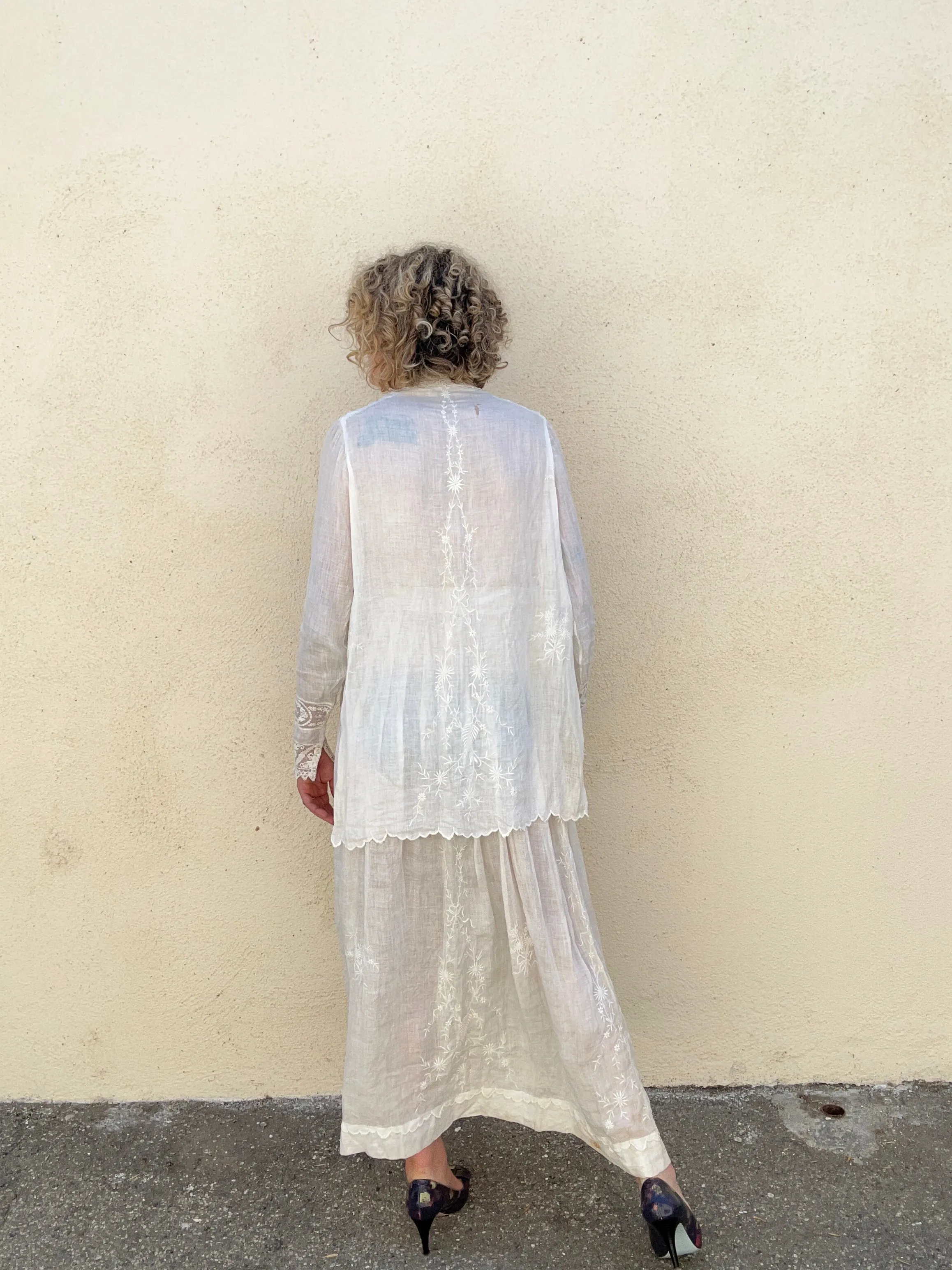 Victorian White Dress with Cape