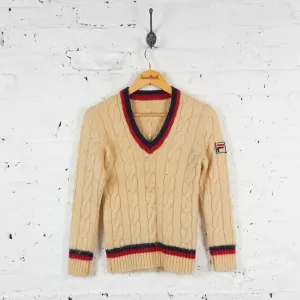 Vintage Women's Fila Cricket Jumper - Cream - XXS
