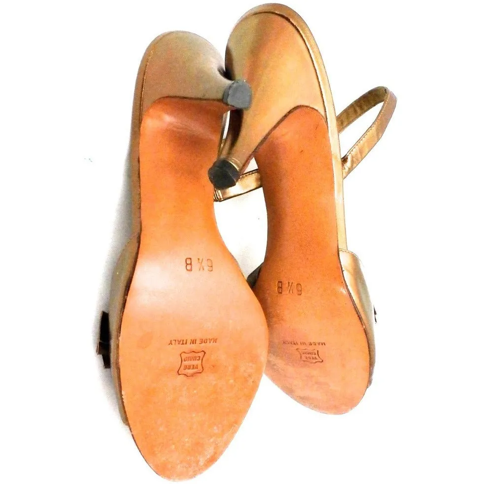 Vintage Womens Shoes Bronze Metallic Slingback Heel Sesto Meucci 6.5
