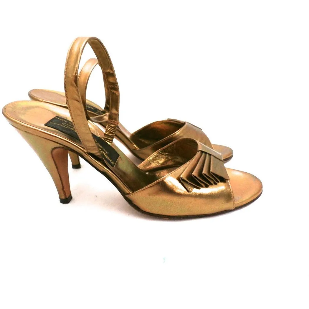 Vintage Womens Shoes Bronze Metallic Slingback Heel Sesto Meucci 6.5