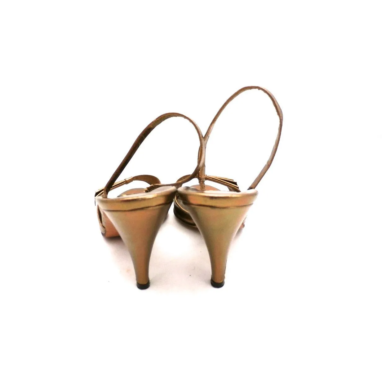 Vintage Womens Shoes Bronze Metallic Slingback Heel Sesto Meucci 6.5