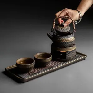Wabi Sabi Handmade Tea Set With Tea Warmer and Tray