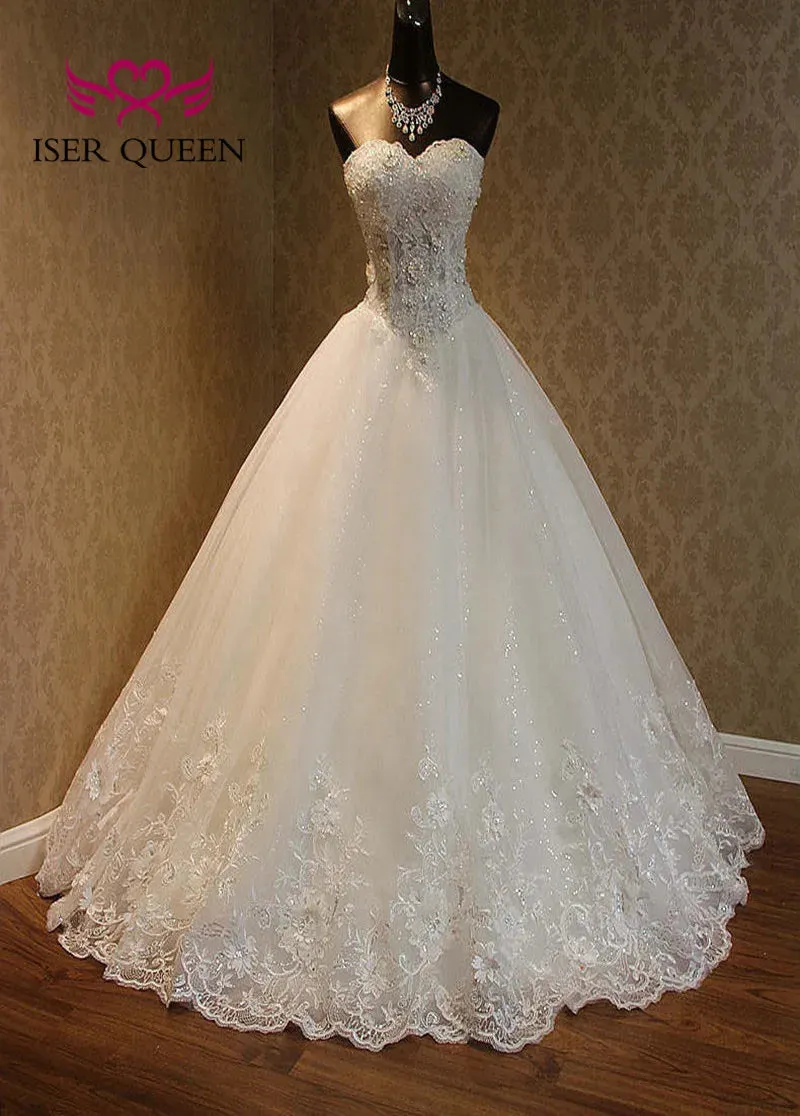 Wedding Dresses Pure White Pearls Bead Ball Gown Wedding Dress Plus Size