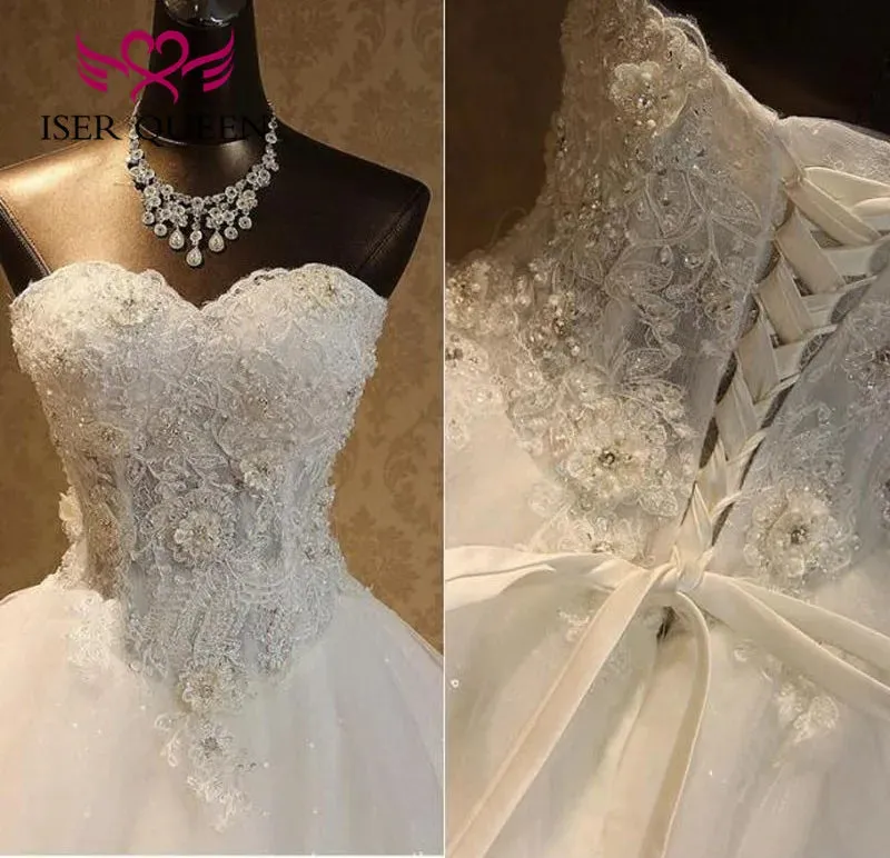 Wedding Dresses Pure White Pearls Bead Ball Gown Wedding Dress Plus Size
