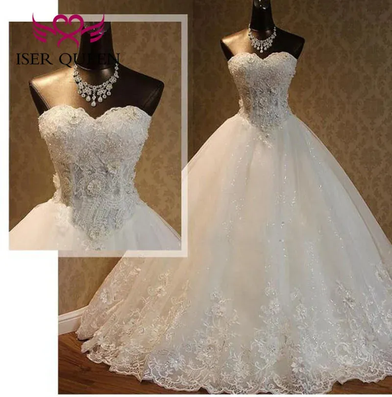 Wedding Dresses Pure White Pearls Bead Ball Gown Wedding Dress Plus Size