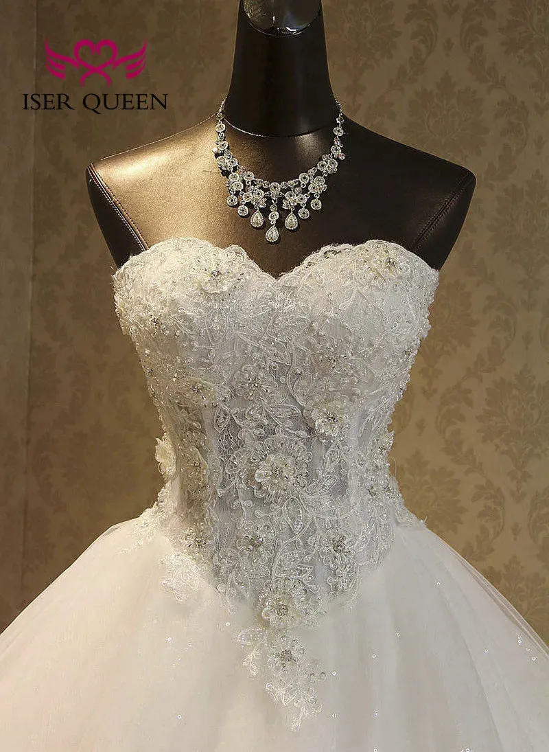 Wedding Dresses Pure White Pearls Bead Ball Gown Wedding Dress Plus Size