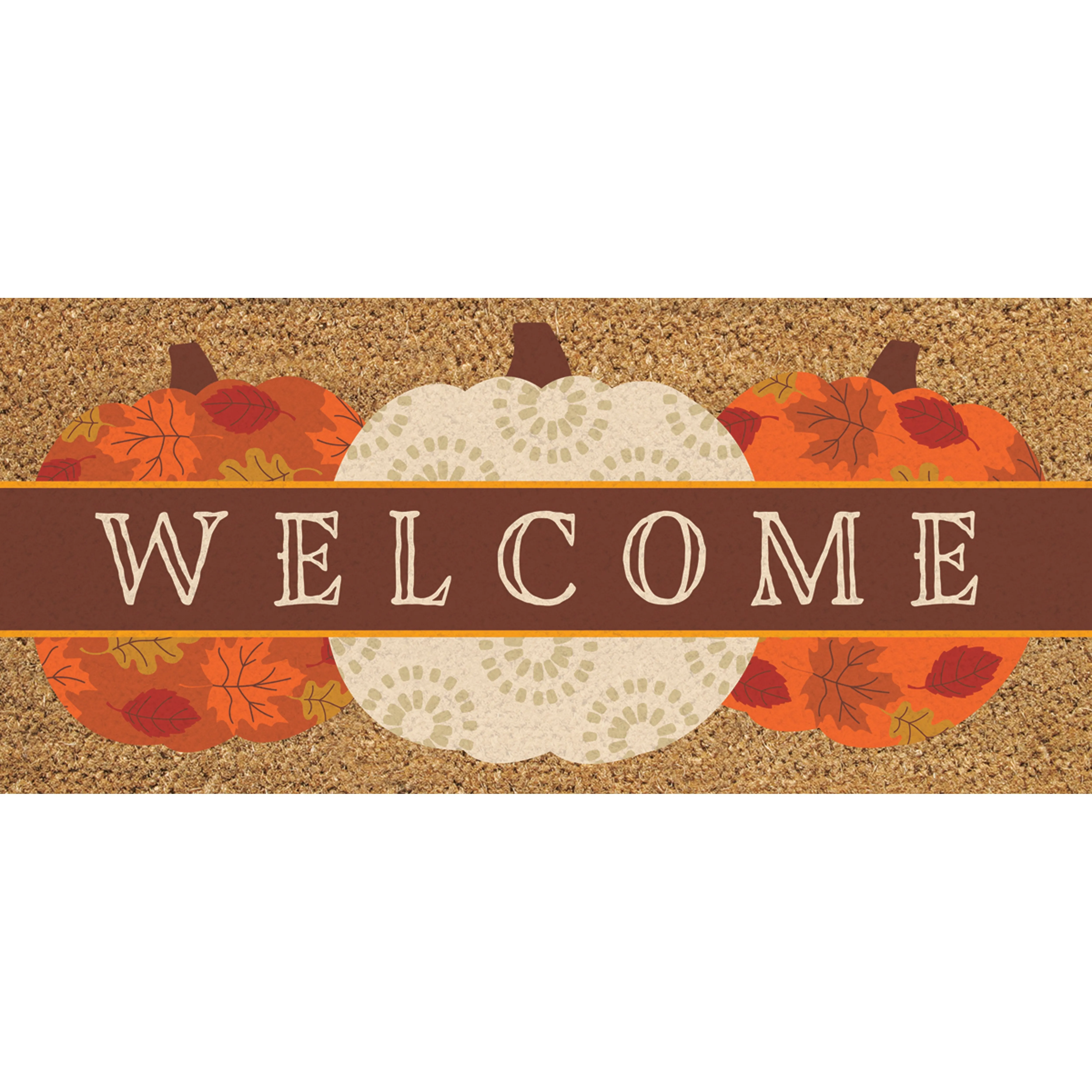 Welcome Fall Pumpkins Flocked Coir Sassafras Switch Mat,2rmc1381s