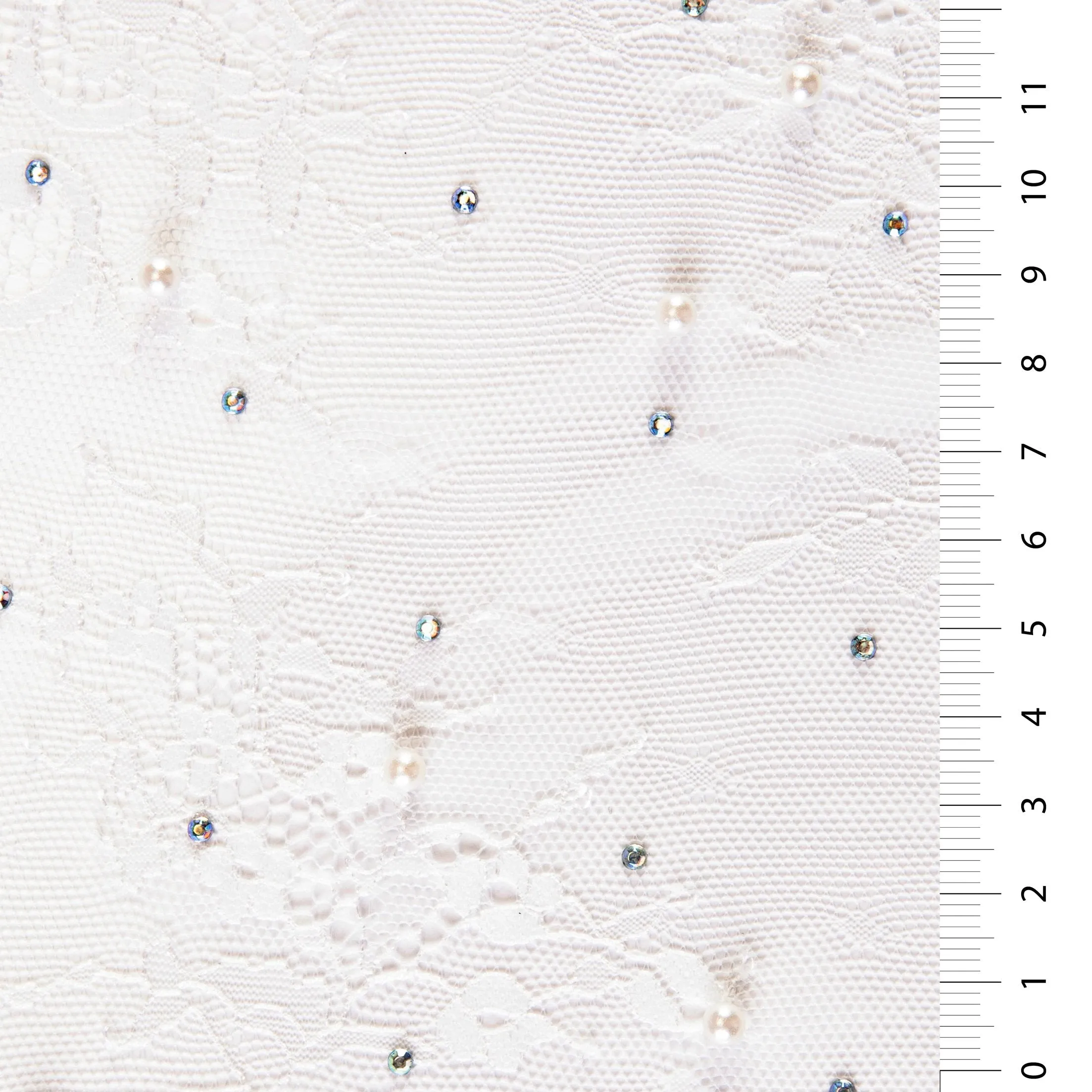 White Pearl Beaded Lace Embroidery Fabric