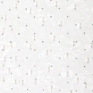 White Pearl Beaded Lace Embroidery Fabric