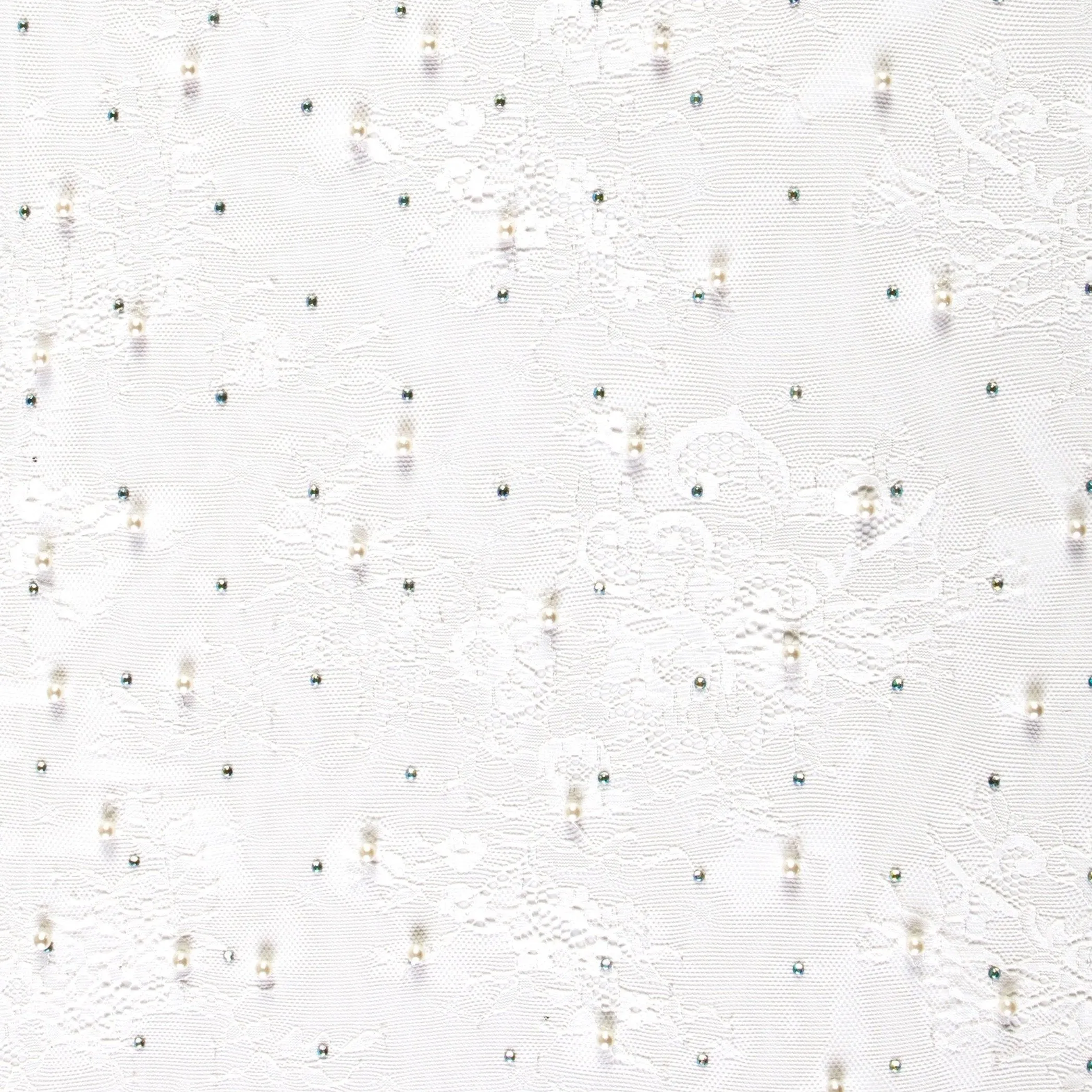 White Pearl Beaded Lace Embroidery Fabric