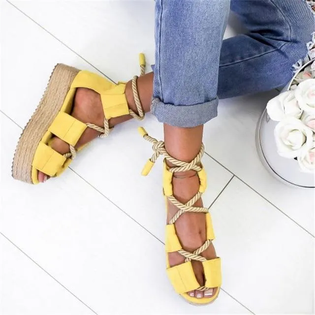 Women New Sandals Women High Heel Peep Toe Lace Up Sandals