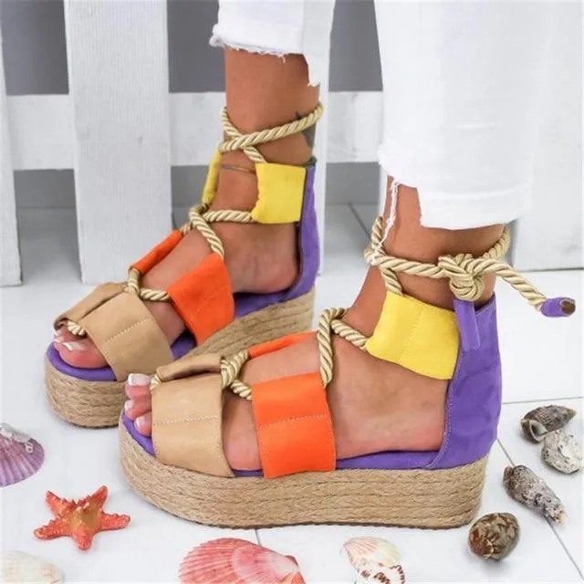 Women New Sandals Women High Heel Peep Toe Lace Up Sandals