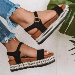Women Shoes With Platform Sandals Straw Thick Bottom Ladies Sandals
