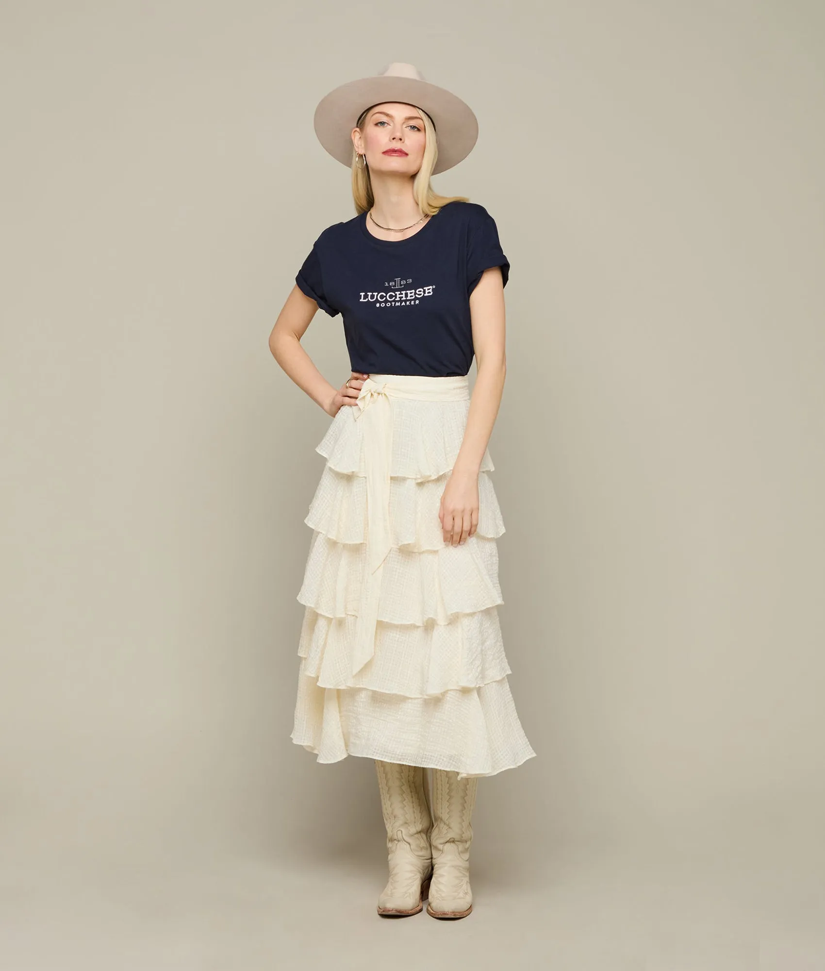 Women's Lucchese Classic Embroidered Tee :: Navy