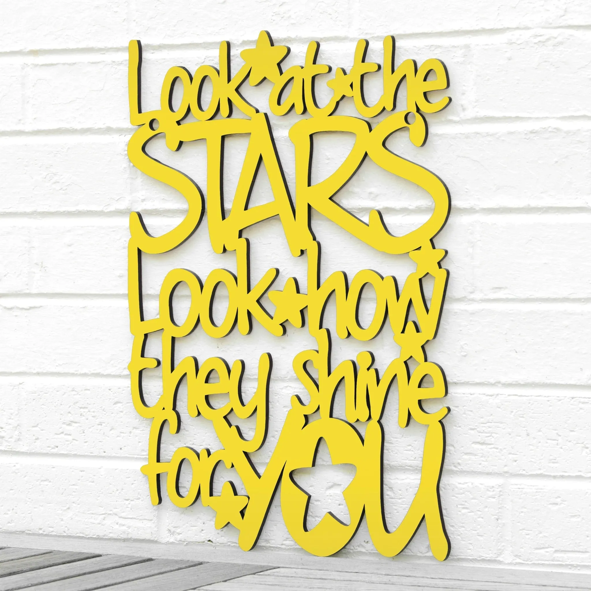 Wood Wall Art Sign Look At The Stars by Spunky Fluff