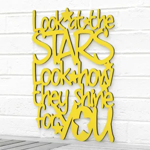 Wood Wall Art Sign Look At The Stars by Spunky Fluff