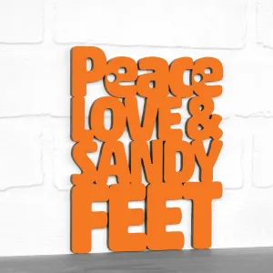 Wood Wall Art Sign Peace Love and Sandy Feet by Spunky Fluff