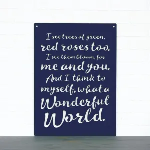 Wood Wall Art Sign Wonderful World by Spunky Fluff