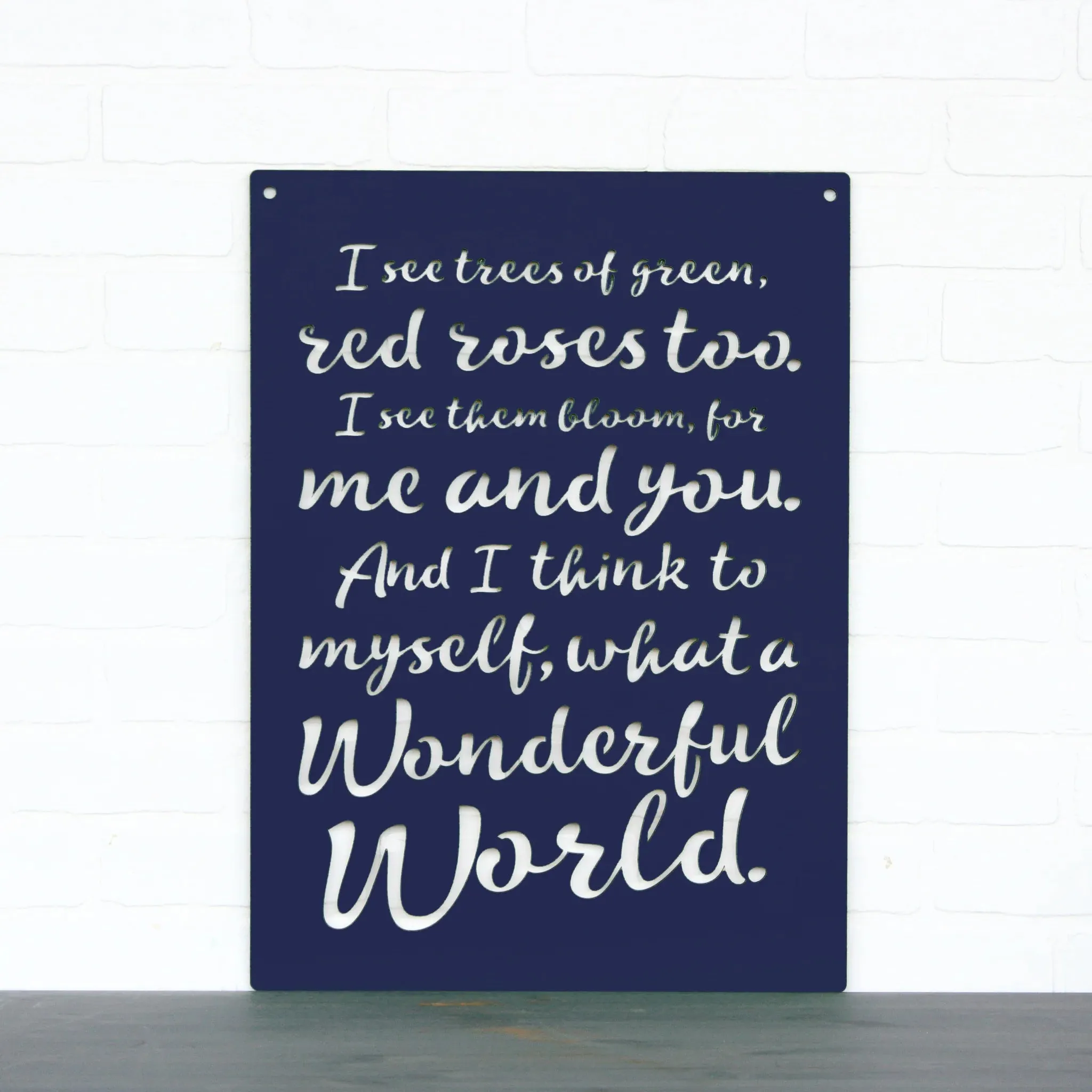 Wood Wall Art Sign Wonderful World by Spunky Fluff