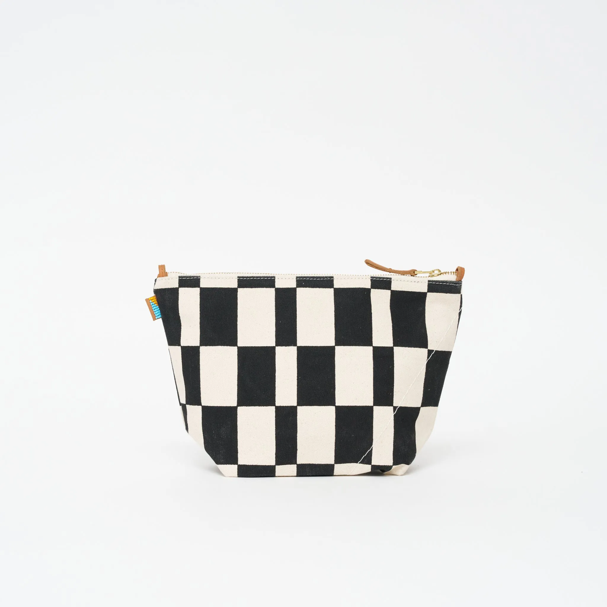 XLarge Convertible Pouch - Black Checker with Red Beaded Heart