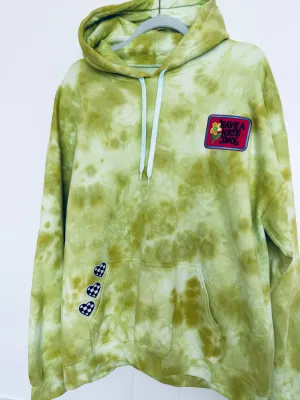 XLarge Patchwork Unisex Chartreuse Dyed Hoodie